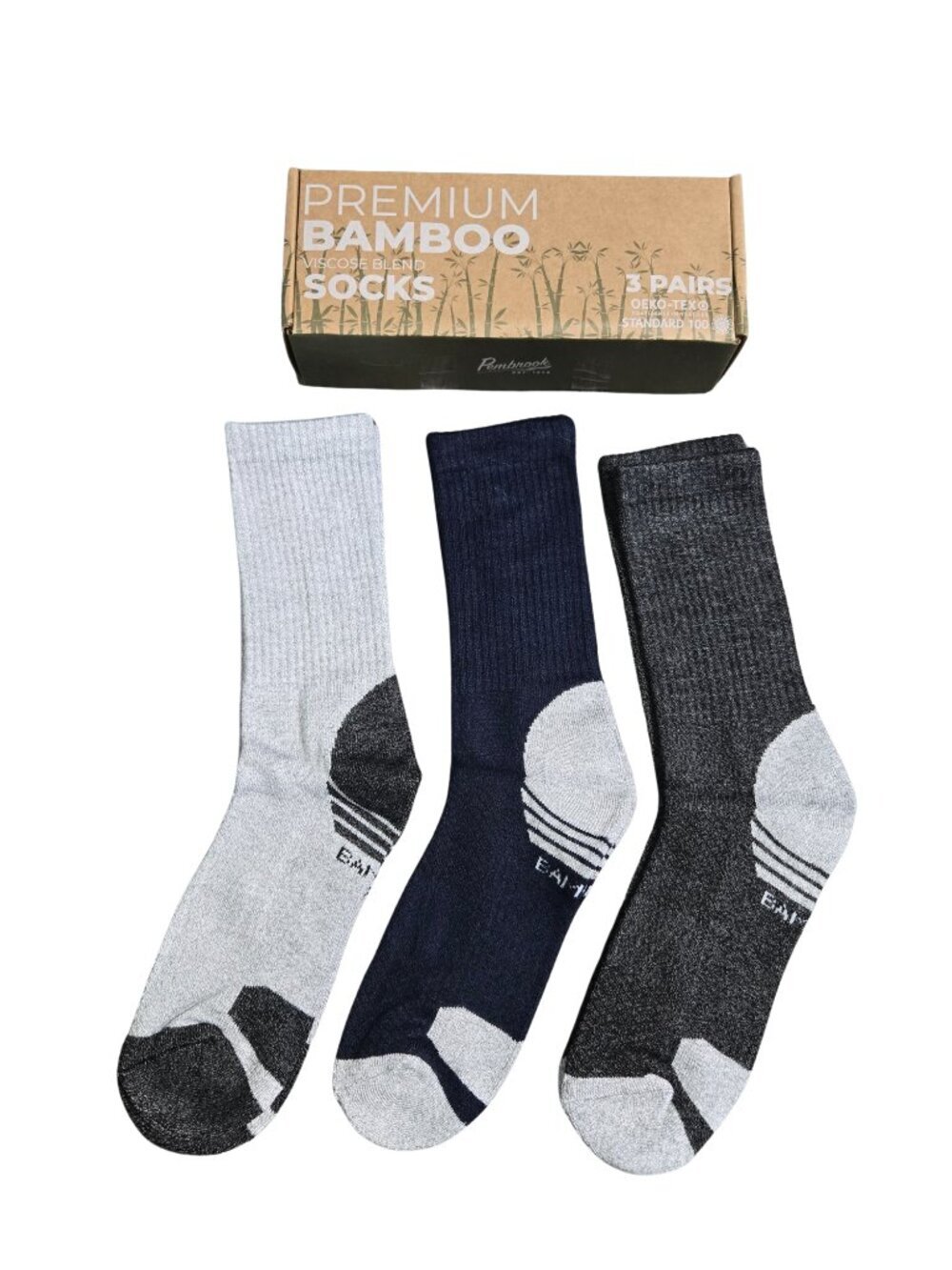 NIP | Men's Bamboo Premium Eco Friendly Soft Breathable Cushion Socks 3 Pack 10-